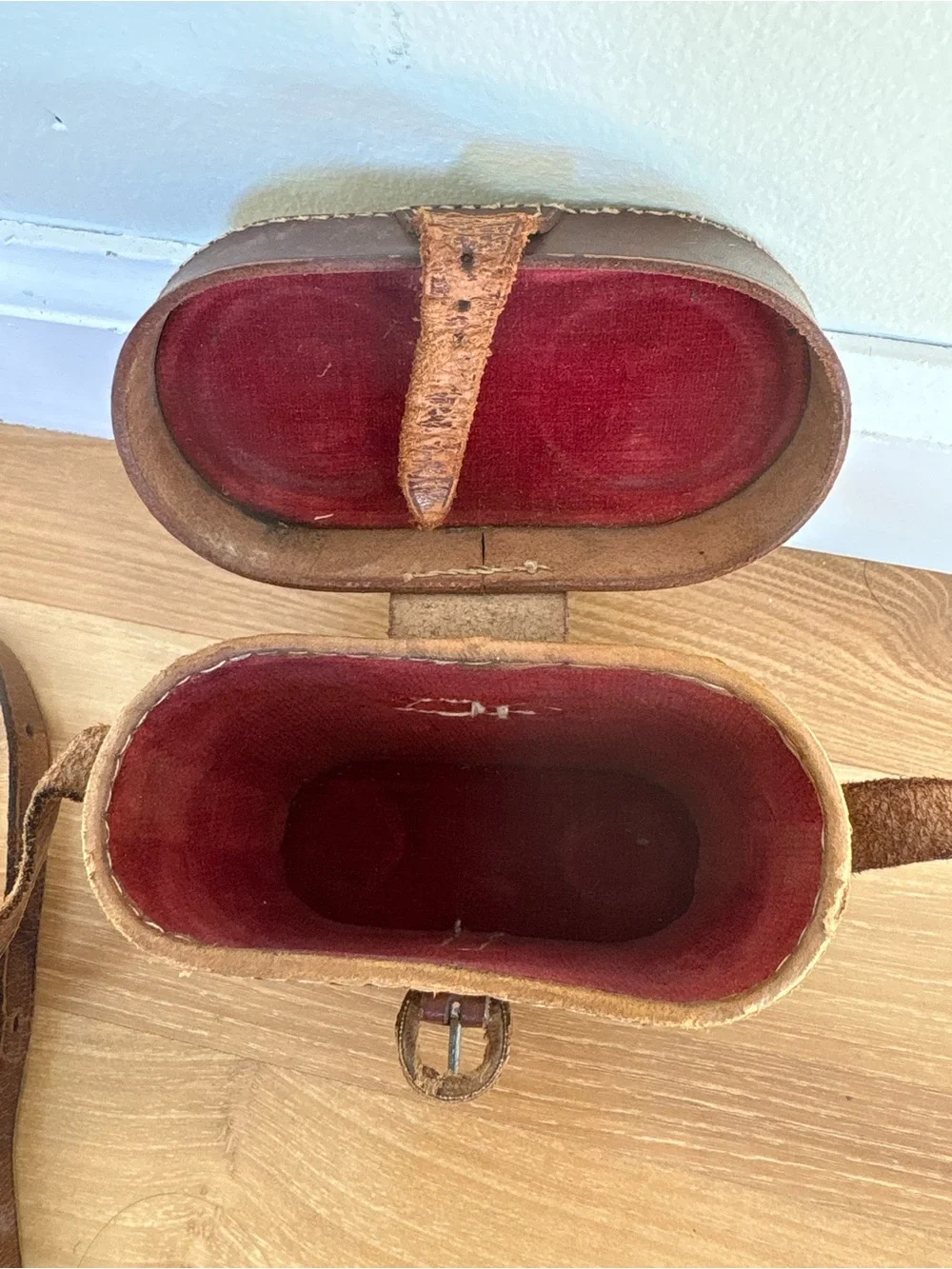 vintage brown leather case for binoculars